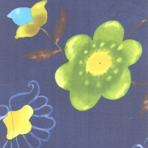Teal Large Floral Chiffon Woven Fabric - SKU 653