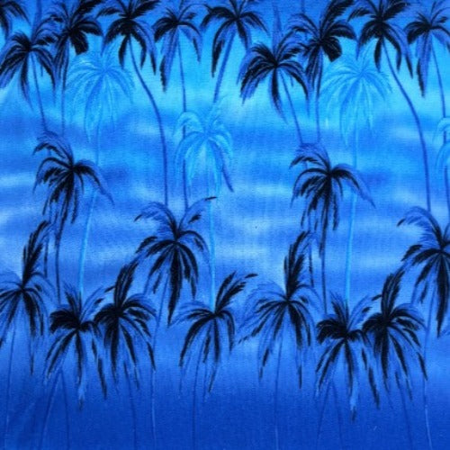 Royal #U16 Palm Tree Stretch Terry Print Knit Fabric - SKU 6908