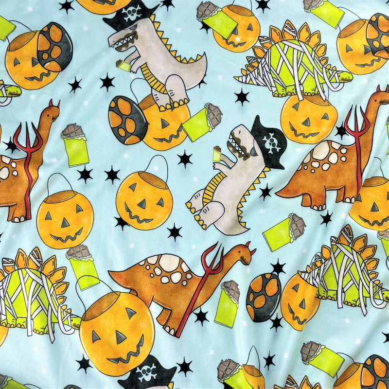Light Blue Dino Treats | Butter Soft Knit Fabric - SKU 7003 #U7