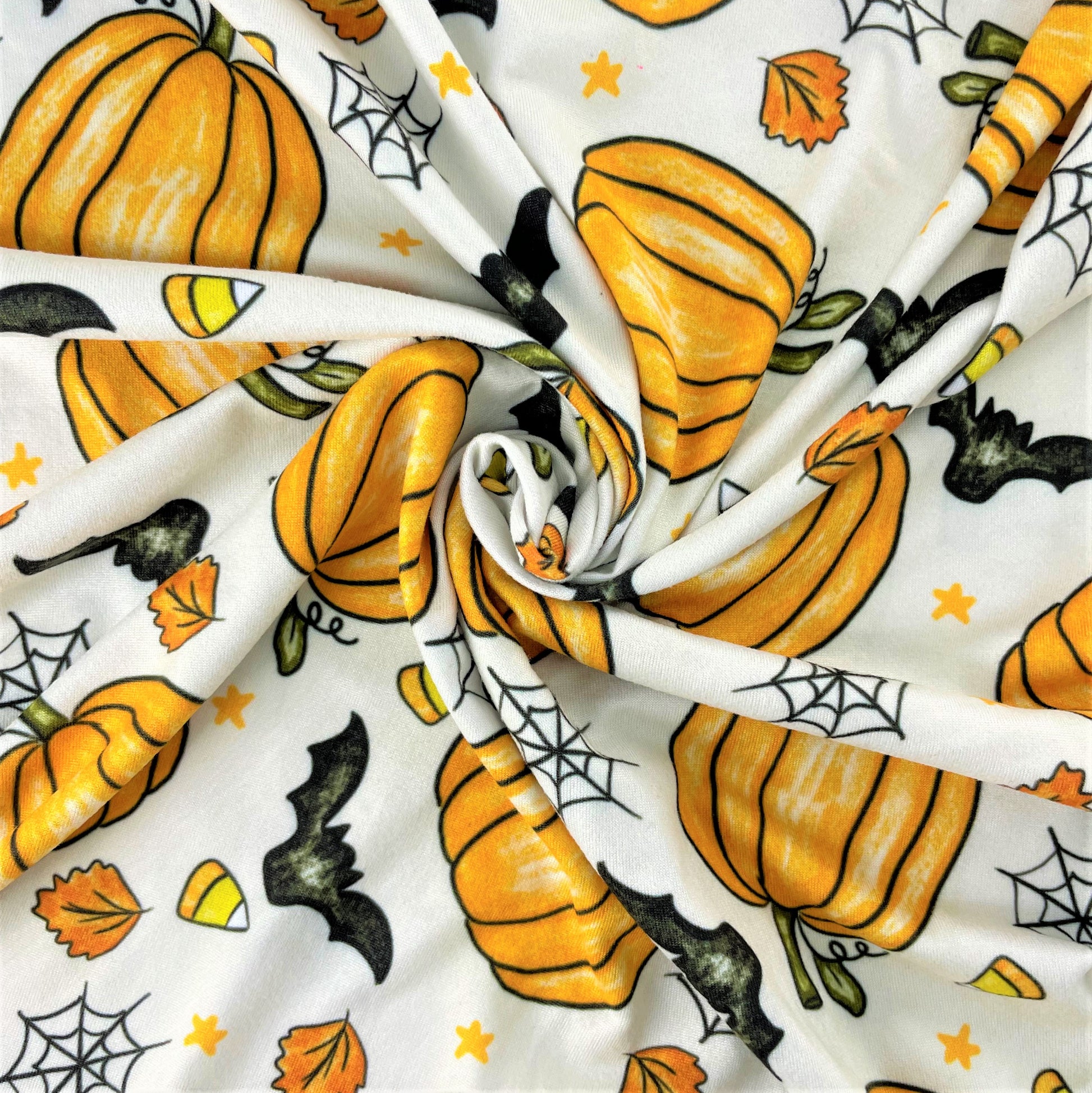 Orange Pumpkin Fest | Butter Soft Knit Fabric - SKU 7003 #U7