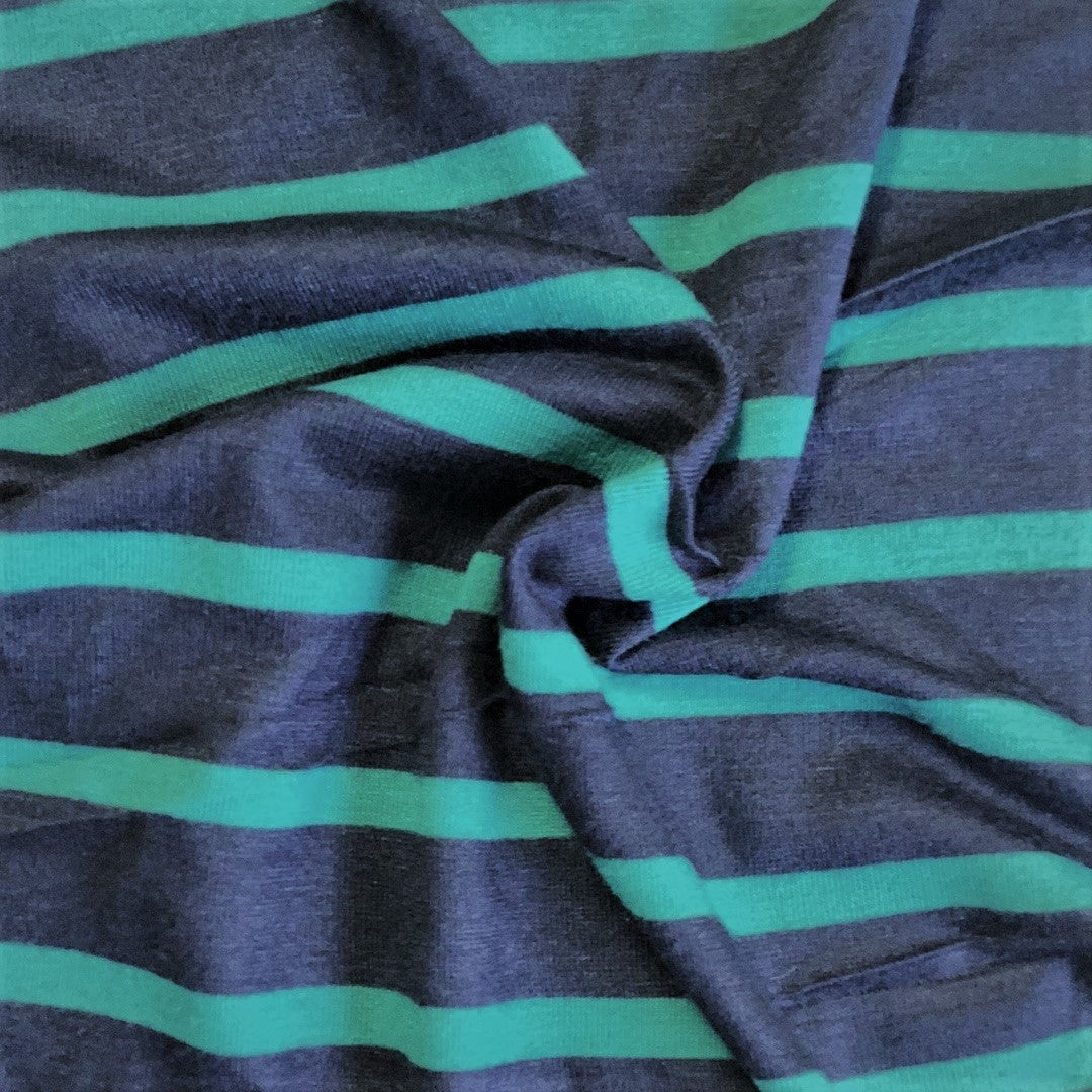 Navy/Teal #S188 Jersey Stripe Knit Fabric - SKU 7089