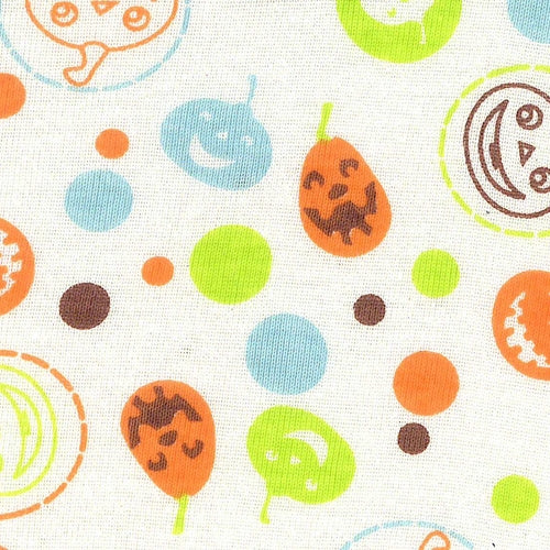 Cream Pumpkins Cotton Hollween Print Rib Knit Fabric