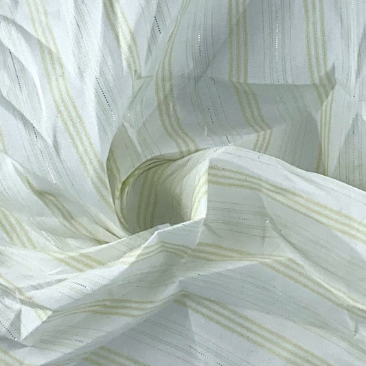 White #SKK Metallic Stripe Shirting Woven Fabric - SKU 6965