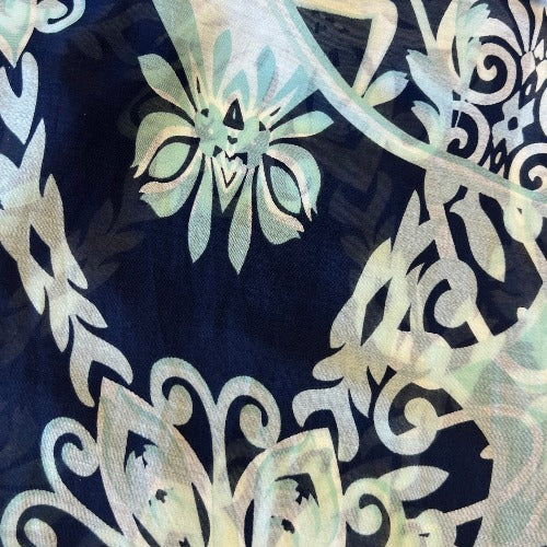 BOGO Navy #S/186 Boutique Silk Chiffon Print Woven Fabric - SKU 6104