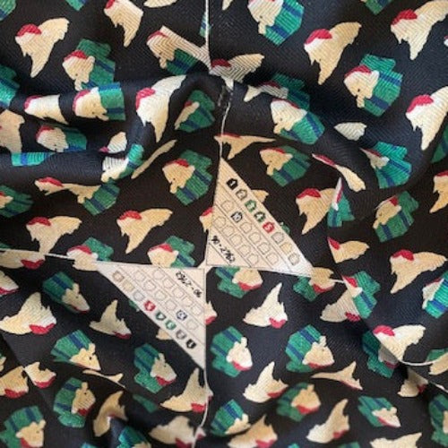 Black Holiday Puppy #U2 Silk Print Woven Fabric - SKU 7005B