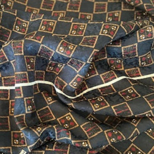 Navy Dupont #U2 Silk Print Woven Fabric - SKU 7005A