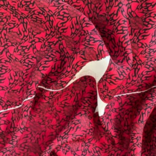 Red Flames #U2 Silk Print Woven Fabric - SKU 7005A