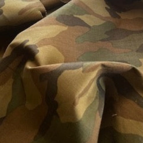 Green Olive Woodland Camo Camouflage Cotton Fabric By The (1/2) Half-Yard  44W