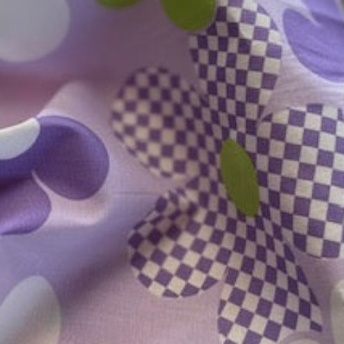 Lavender #U5  Checker Flower Woven Print-SKU 7041