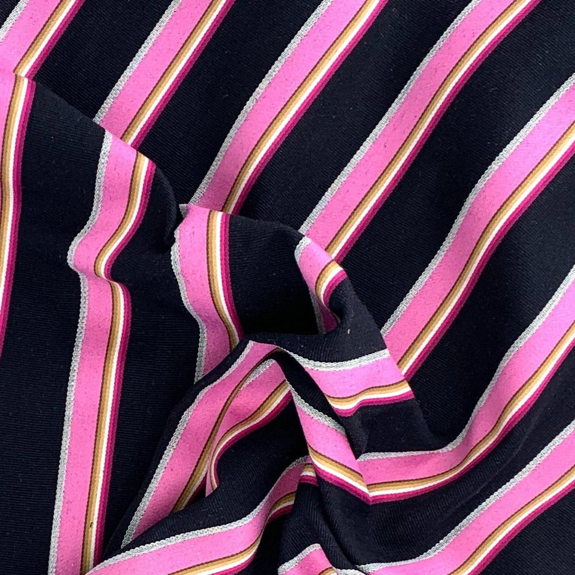 Bubblegum Pink #S Japanese Stripe By Jambae Shirting Woven Fabric- SKU 6946
