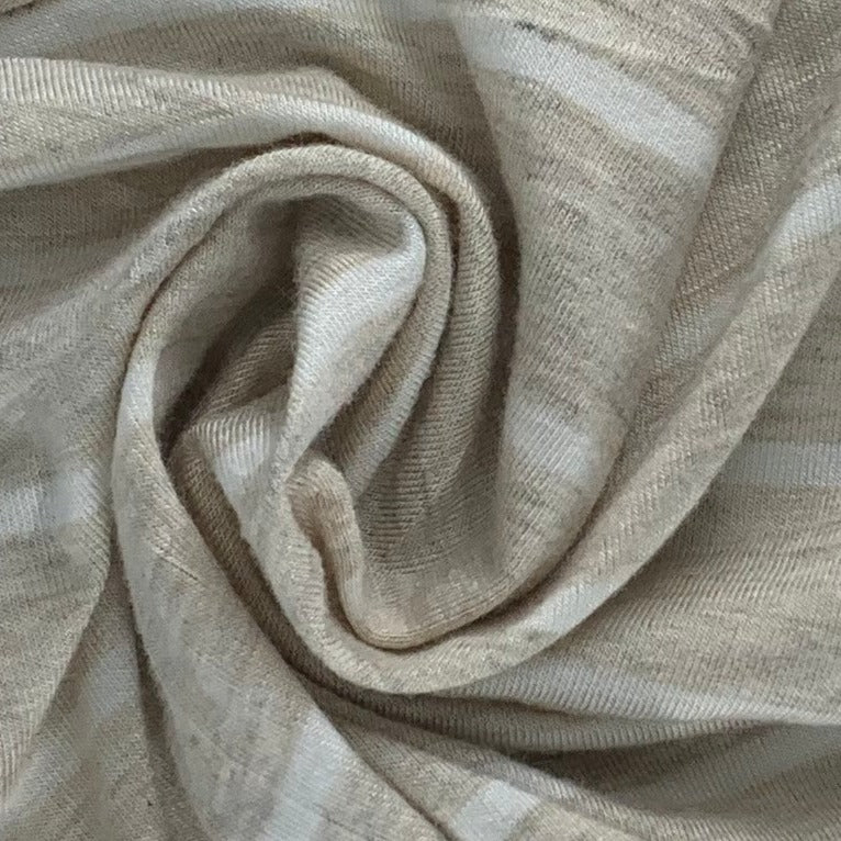 White/Sand #S182 Jersey Stripe Knit Fabric - SKU 6970