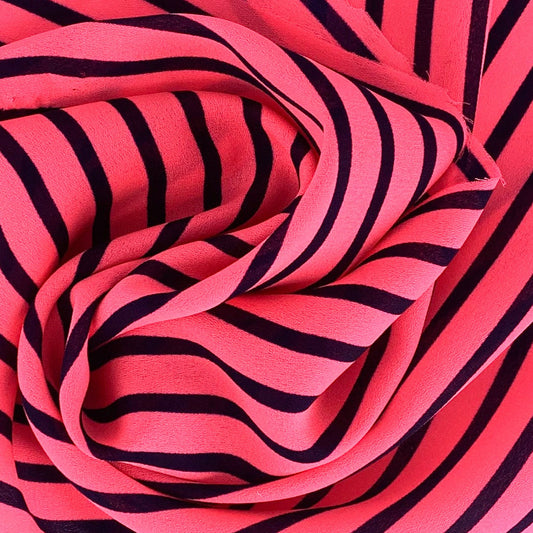 Neon Pinkalicious #S182 Le Stripes By Nells Woven Fabric - SKU 6967