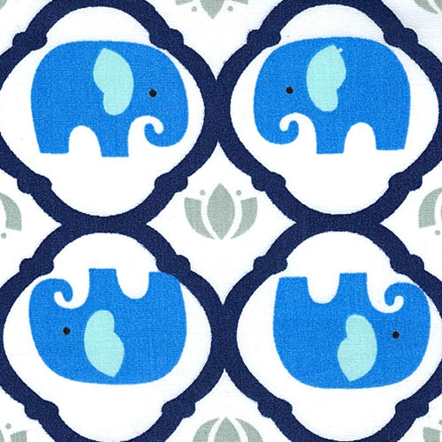 Navy Elephant Woven Print