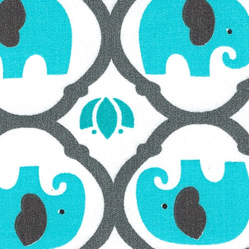 Turquoise Elephant Woven Print
