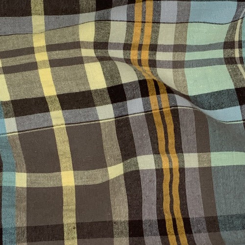 Brown/Yellow #S156 Plaid STRETCH Spandex Seersucker Shirting Woven Fabric - SKU 6824A