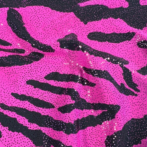 Hot Pink #S801/2/3 Zebra Skin Foil Polyester/Spandex Knit Fabric - SKU 7154L