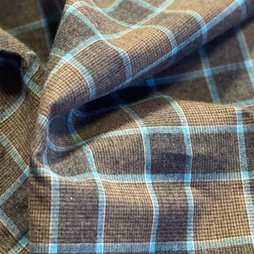 2 Brown #S199 Calvin Plaid Shirting Woven Fabric - SKU 7111B