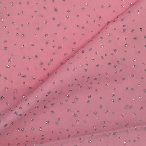 Pink Clear Sequin Metallic Spandex Knit Fabric - SKU 3810B
