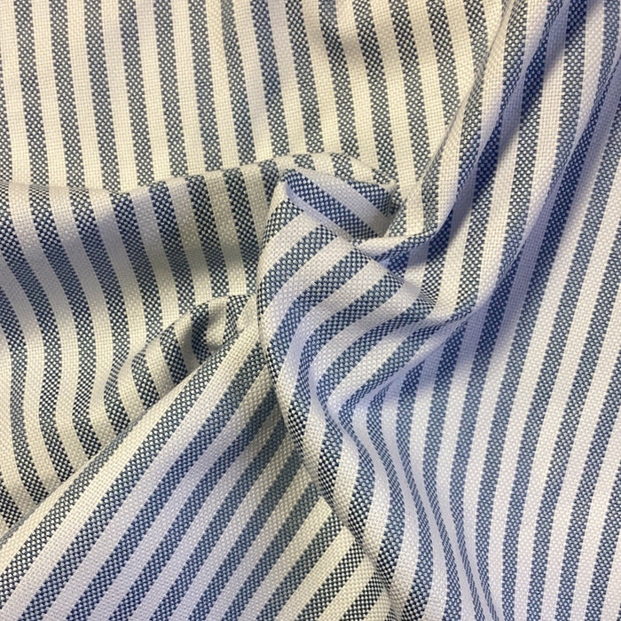 Blue/White #S190 Brawny Stripe Oxford Shirting Woven Fabric - SKU 7092