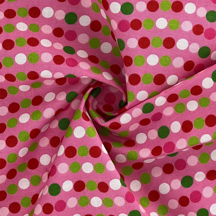 Pink/Green | Dot Print Cotton Woven (by Robert Kaufman) - SKU 7373B