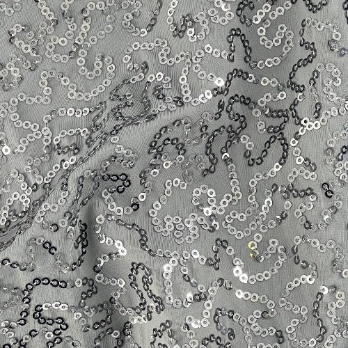 Charcoal #S801/2/3 Sequin Polyester Mesh Knit Fabric - SKU 7154A