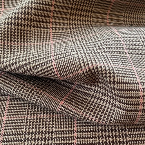 Brown #S73 Suiting Plaid Woven Fabric (25 Yard Lot @ $4.75/Yard) - SKU 5602