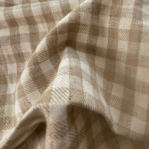Khaki/Ivory #U151 1/2 Yarn Dye Check Suiting Woven Fabric - SKU 4936
