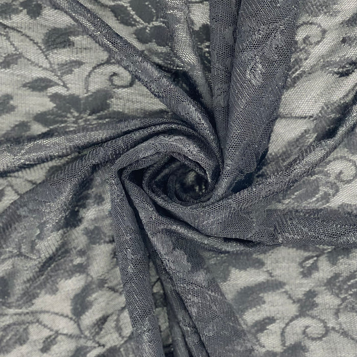 Black 3 | Sateen Embroidered Mesh Lace - SKU 7316K #U88-91