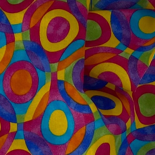 Fushia #U146 Rainbow Geometric Children Woven Print - SKU #6826