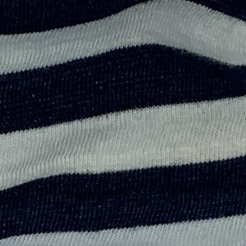 Navy Slub Stripe #U64 Cotton Spandex 10 Ounce Stripe Jersey Knit Fabric  - SKU 6892