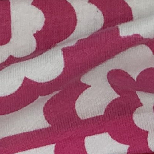 Pink Damask Cotton/Spandex Print Jersey Knit Fabric - SKU 4185D