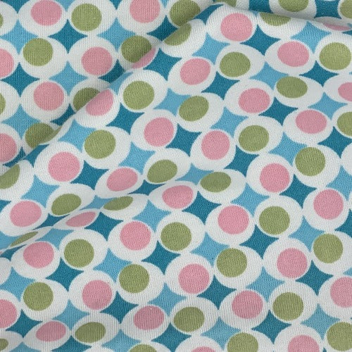 Christopher Pink/Aqua Velour Reverse Print Knit Fabric - SKU 3170B
