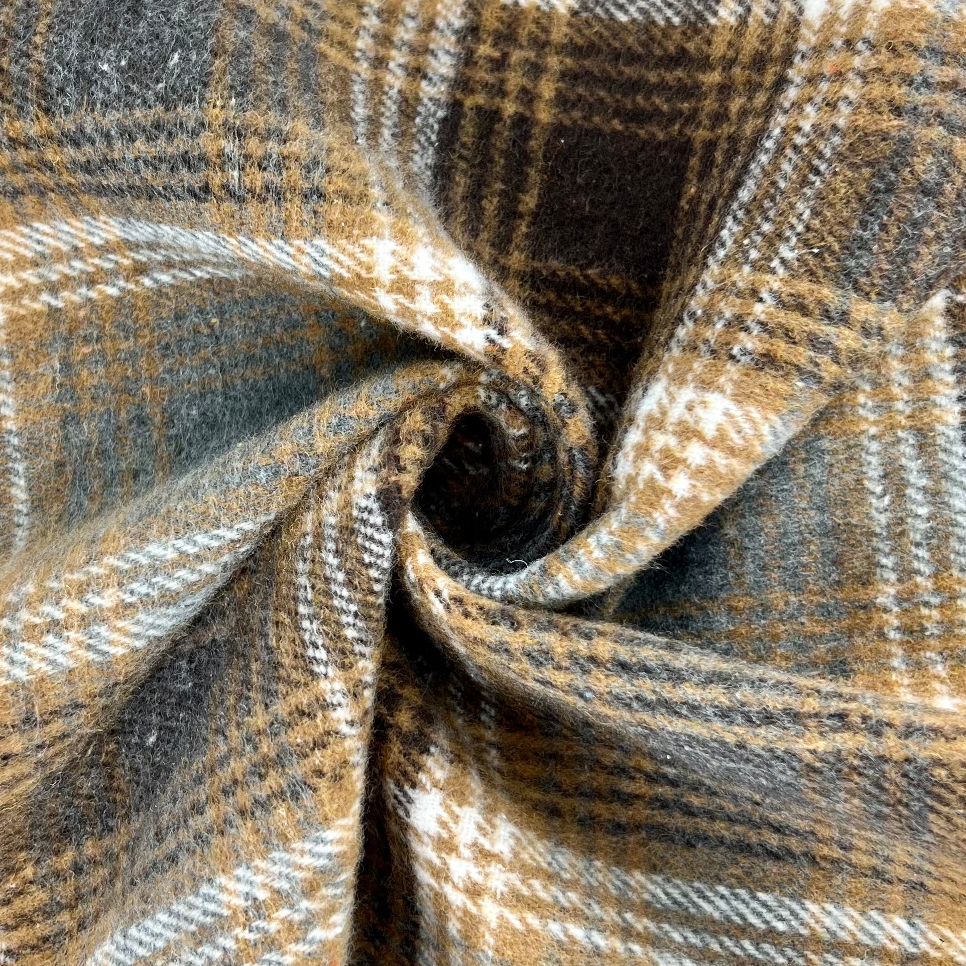 Brown/Grey | Micro Houndstooth Plaid Flannel - SKU 7398B #SFF