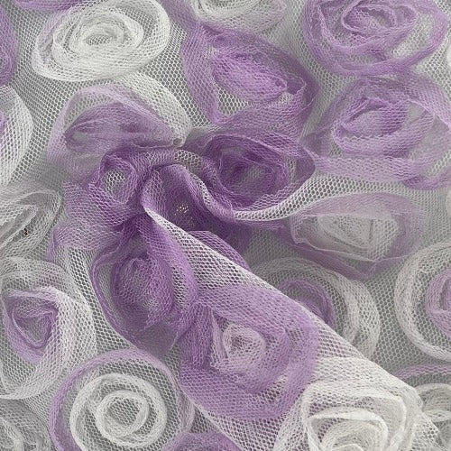 Violate/White | Gradient Floral Embossed Mesh Knit - SKU