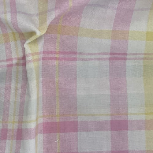 Pink/White #S/19 Kalo Plaid Shirting Woven Fabric-SKU 6223