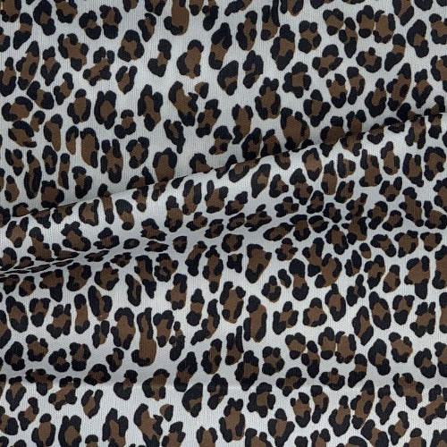 Cheetah Brown Black White Print Polyester Spandex Jersey Knit Fabric - SKU 3164