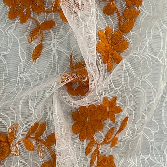 Orange | Embroidered Lace