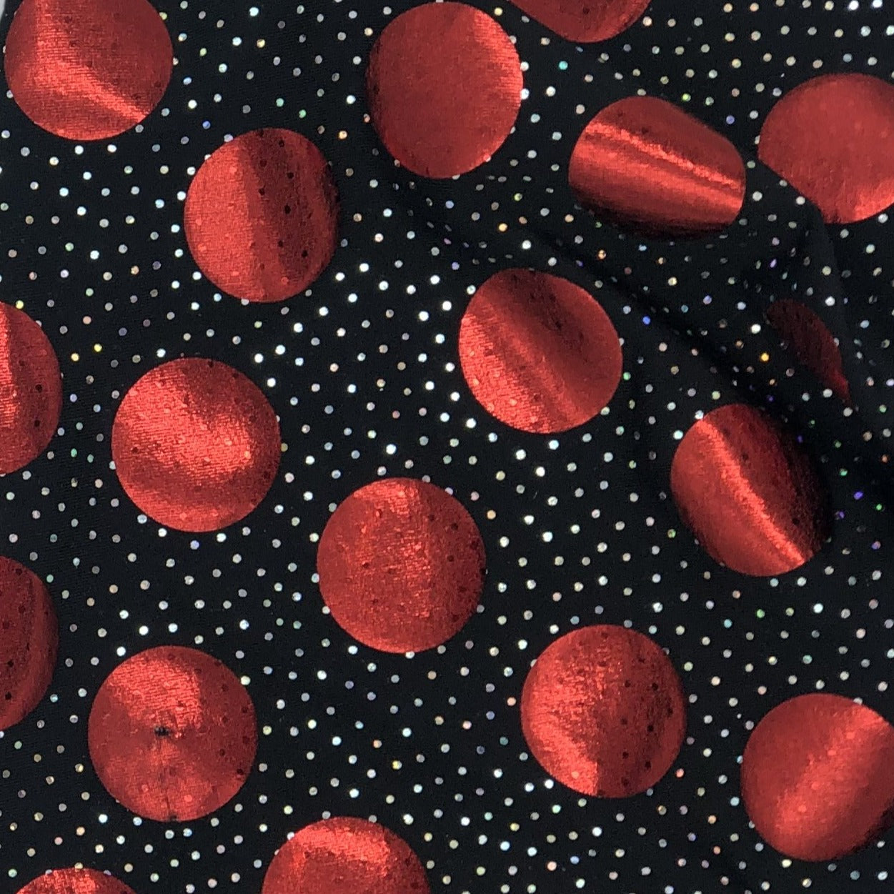 Red Dot #S Foil Plaid Polyester/Spandex Knit Fabric - SKU 6022C