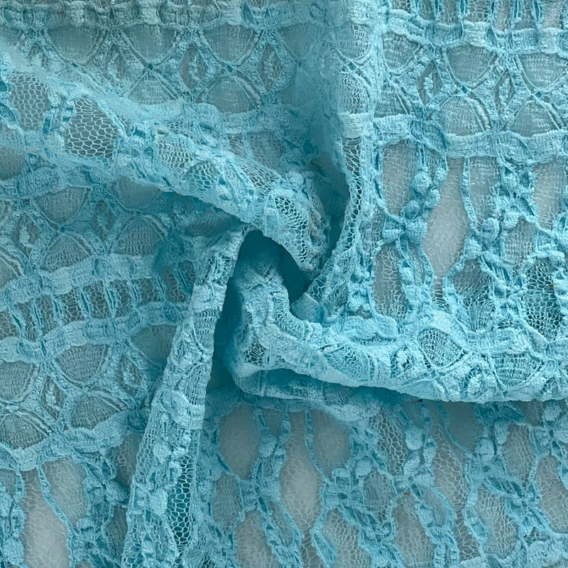 Vertical Terraced Textured Lace - Aqua | 7316K