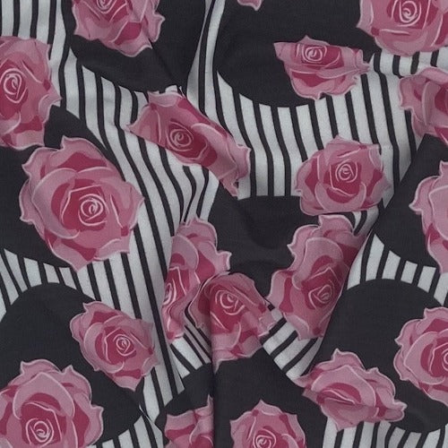 Pink/Black #S54 Rosy Jersey Polyester/Spandex Print Knit Fabric - SKU 6189B