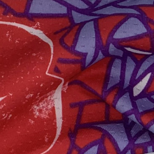 Red Stained Glass Polyester Spandex Print Knit 6 Yard Lot - SKU 4419