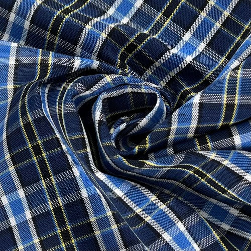 Navy/Yellow #S813 Classic School House Plaid Suiting Woven - SKU 7269