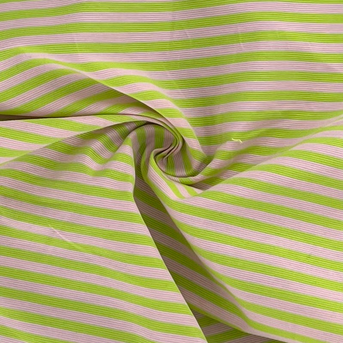 Bubblegum/Lime | Striped Cotton Shirting - SKU 7311 #S821