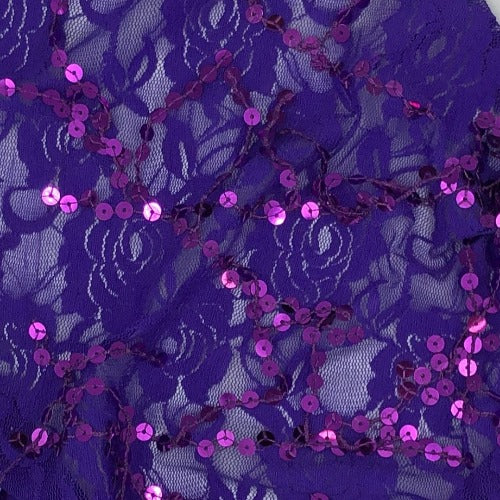 Purple #S Lace With Sequin Knit Fabric - SKU 6024A