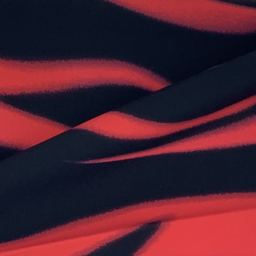 Black Red Burst Swim Active Wear Nylon Spandex Jersey Print Knit Fabric - SKU 4418