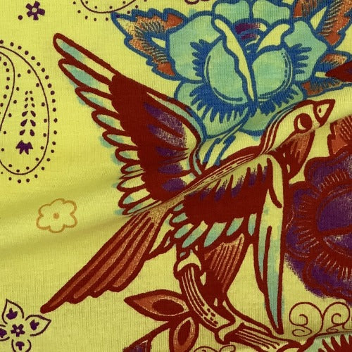 Yellow Amor Cotton Spandex Print Jersey Knit Fabric - SKU 4560E