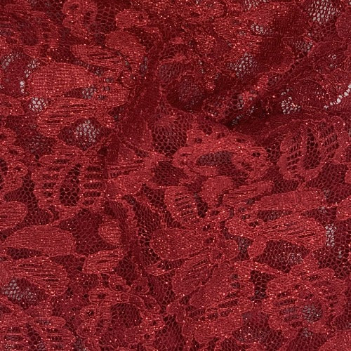Cranberry #S139 Metallic Sequin Lace Knit Fabric - SKU 5912