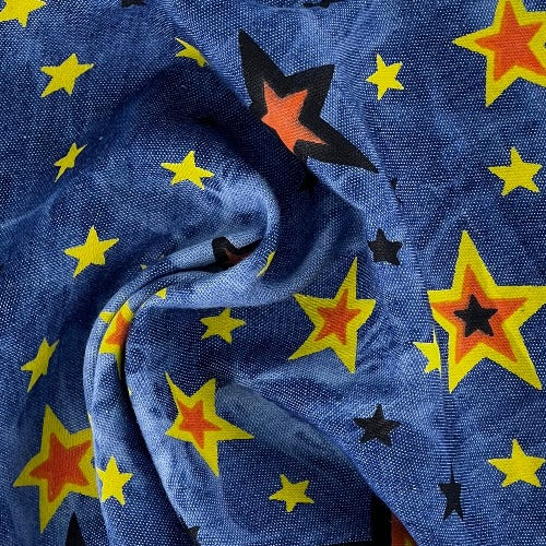 Indigo #U16 Stars Mock Denim Shirting Woven Fabric - SKU 7144
