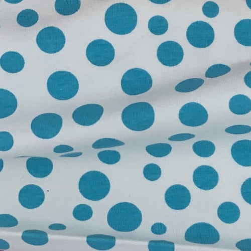 Turquoise Random Dots Cotton Spandex Print Jersey Knit Fabric - SKU 4554