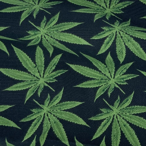 Black/Green #S214 Cannabis Easycare Polyester/Cotton Print Woven Fabric-SKU 5824E